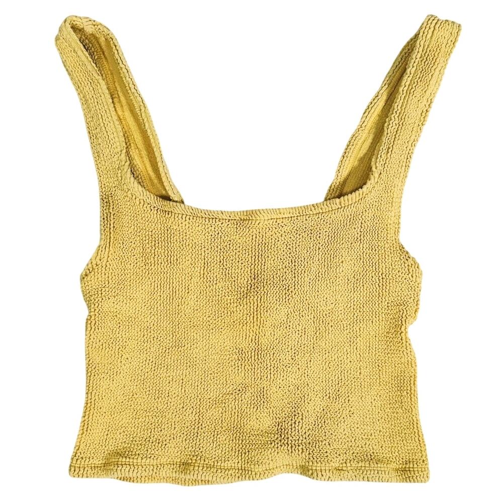 YouSwim Crinkle Verve Square Neck Swim Top Bikini One Size Yellow Y2k Retro
